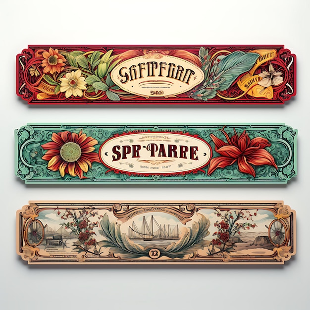 Colorful Vintage Cigar Label Paper With Vibrant Colors Ornate Borders creative concept idea design