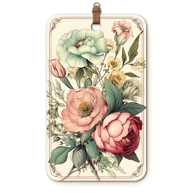 Colorful Vintage Inspired Hang Tag Rectangular Shape Vintage Floral I Creative Hang tag collection