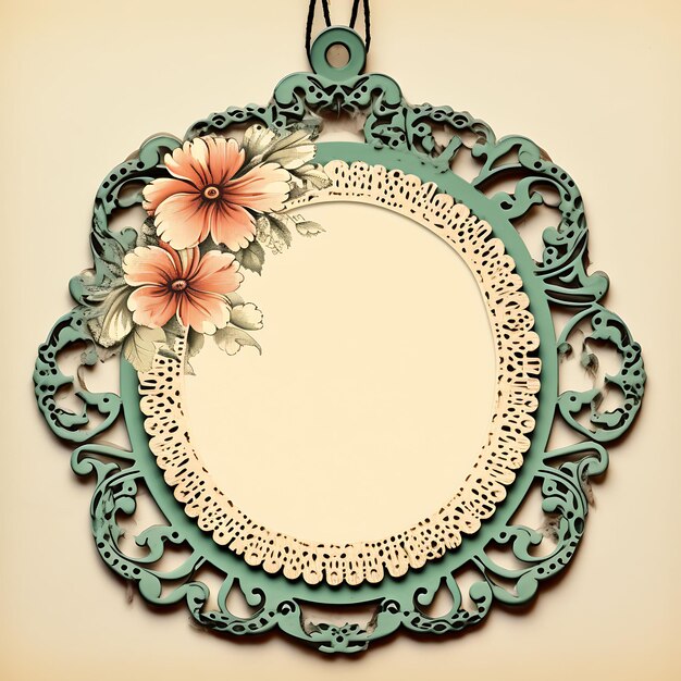 Colorful vintage inspired price tag circular shape with antique lace creative hang tag collection