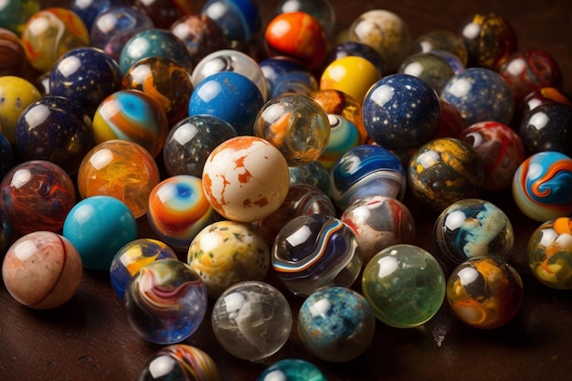 Colorful vintage marbles in various patterns