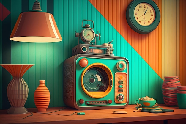 Colorful vintage retro background Illustration AI Generative