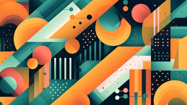 colorful vintage wallpaper of geometric shapes generative ai