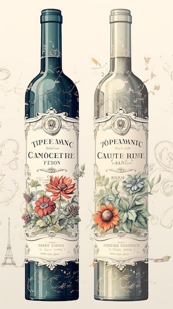 Photo colorful vintage wine label packaging with a retro and muted color pa creative concept ideas design