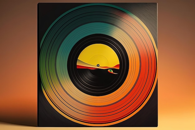 Colorful vinyl record illustration background Generative AI