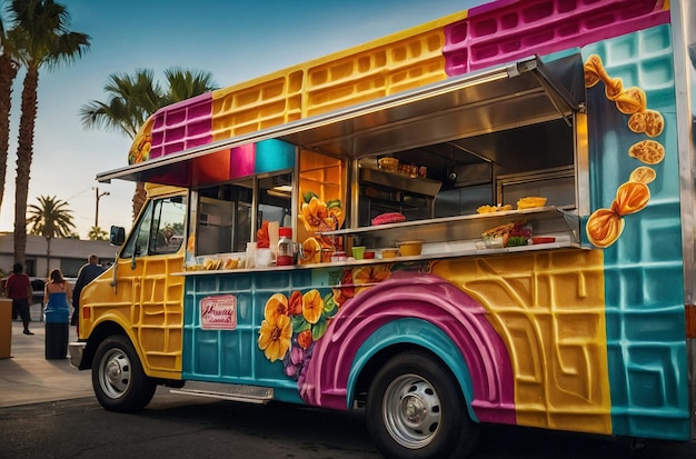 Colorful Waffle Food Truck