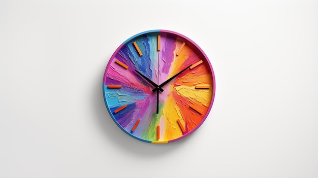 Photo colorful wall clock on white background