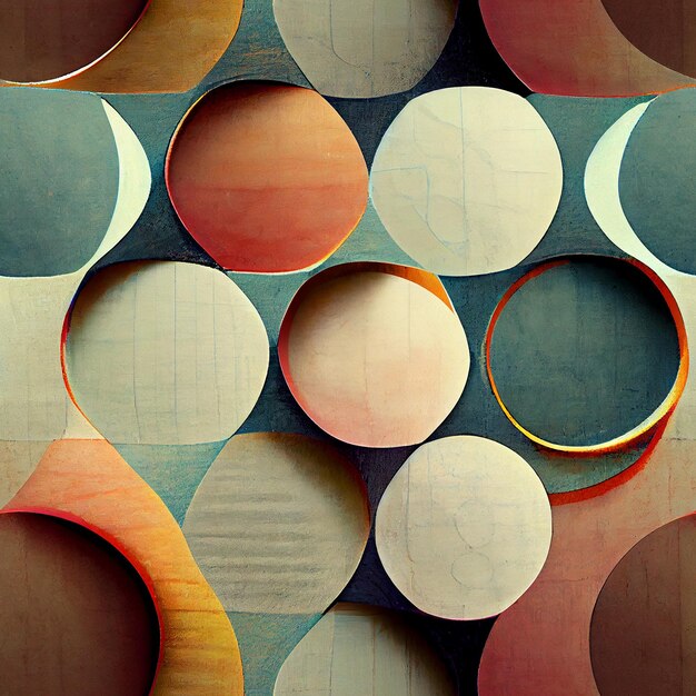 A colorful wall with circles on it and the word on the bottom