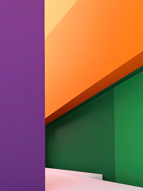 A colorful wall with a green and orange background