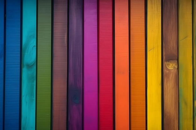 A colorful wall of wood with the word " rainbow " on it.