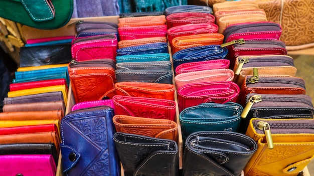 Colorful wallet in the market