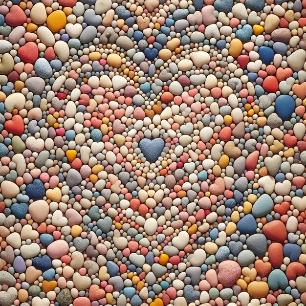 Colorful wallpaper made with heart rocks