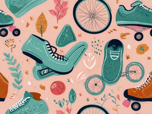 a colorful wallpaper with a bicycle and a bicycle with a bicycle in the background