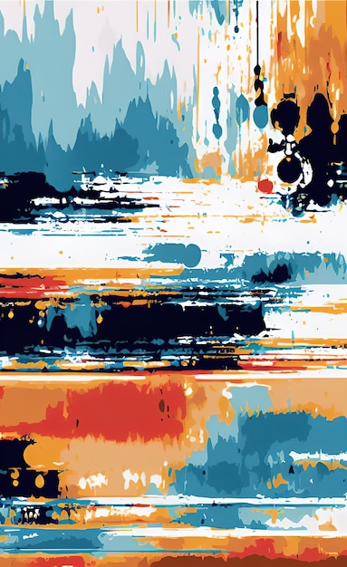 A colorful wallpaper with a blue and orange background.