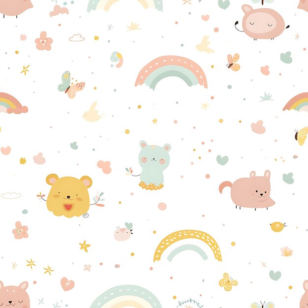 a colorful wallpaper with a cute pig and the words hello kitty