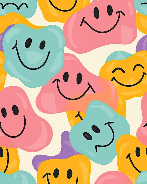 a colorful wallpaper with different colored faces and faces