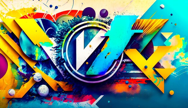 Colorful wallpaper with the letter v and bunch of different colors generative ai