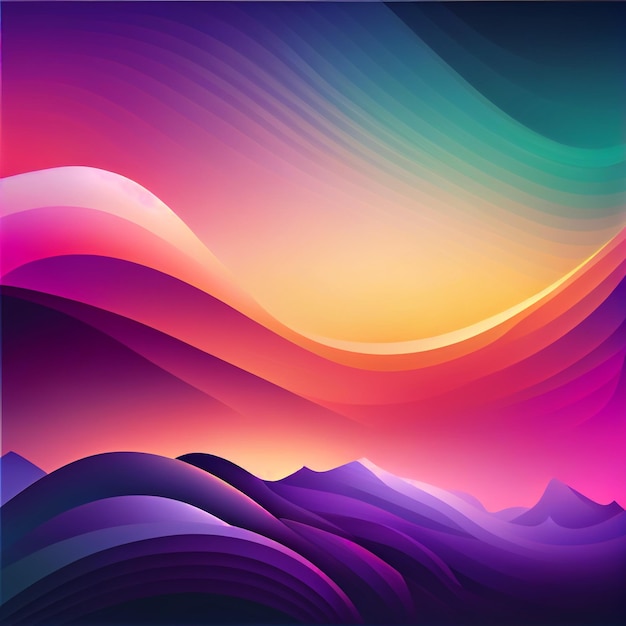 Colorful wallpaper with a mountain range in the background generative ai