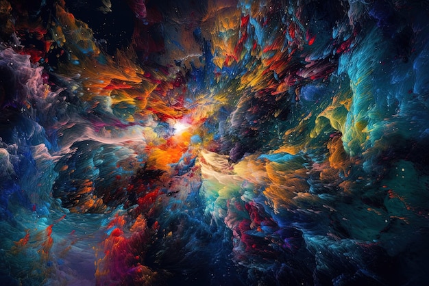 A colorful wallpaper with a nebula in the center