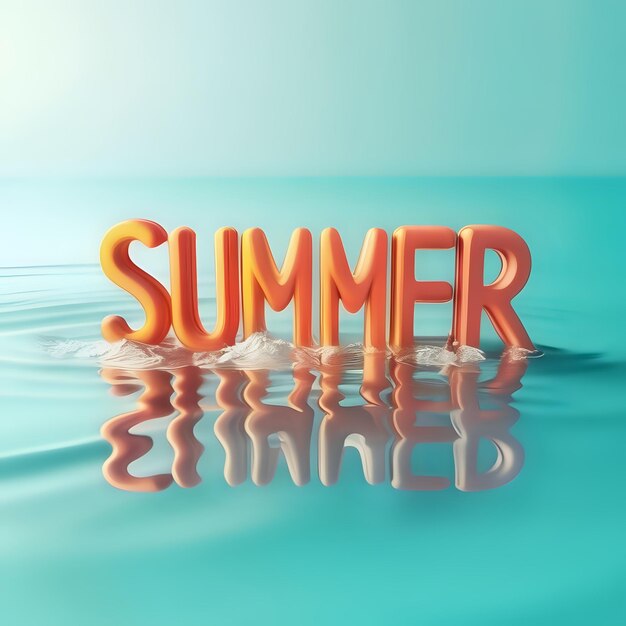 a colorful water background with the word summer in red letters