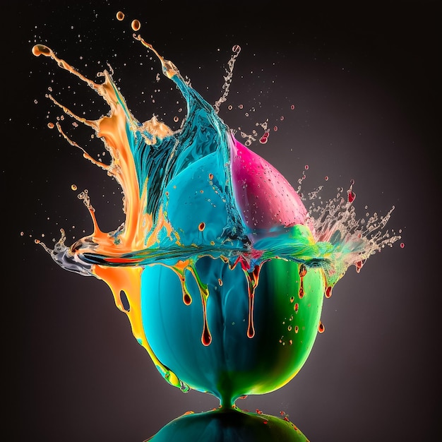 Colorful a water balloon bursting AI Generated