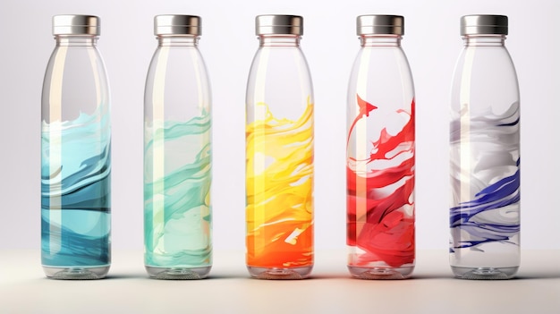 colorful water bottles