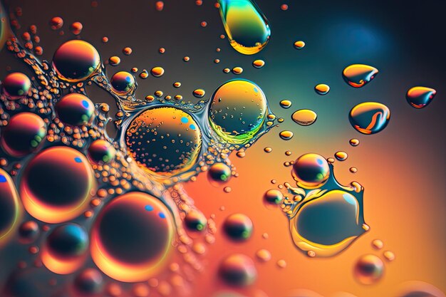 Colorful water bubbles closeup Generative AI