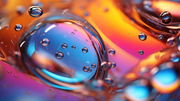 Colorful water bubbles on a textured surface