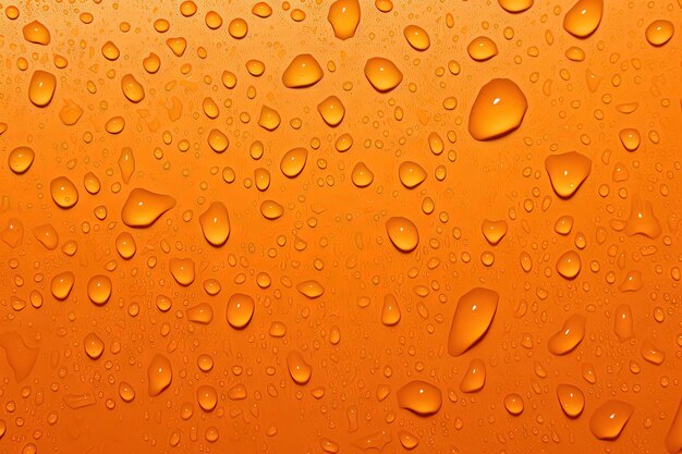 オレンジ色の背景にカラフルな水滴