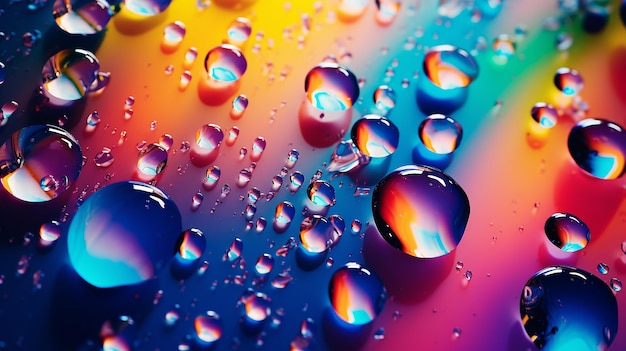 Photo colorful water drops closeup