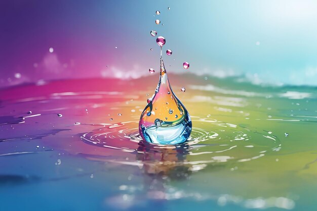 Colorful water liquid splash with water drop background design wallpaper