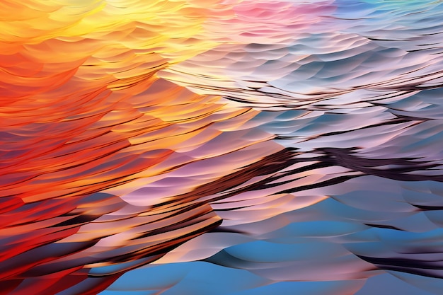 Colorful water reflection with curves