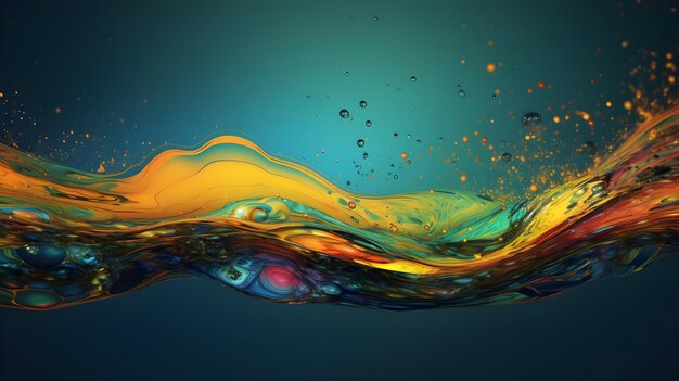 A colorful water splash with a blue background