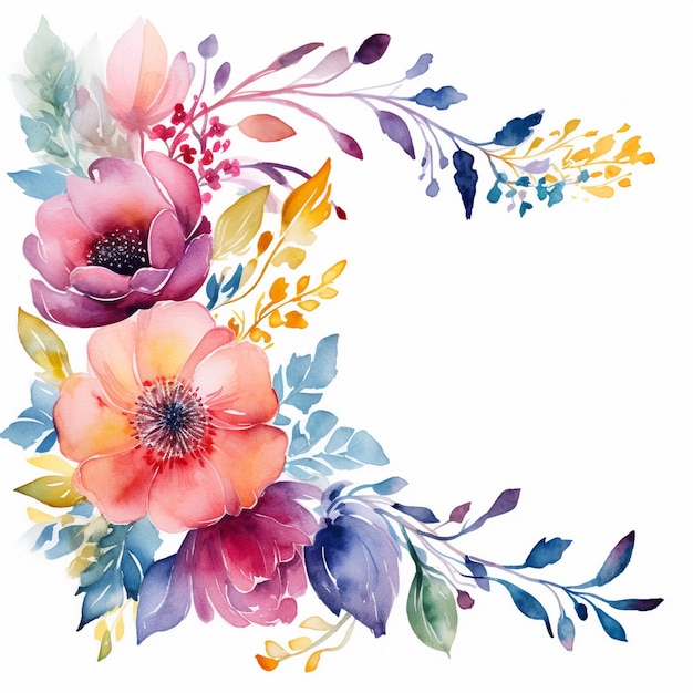 Photo colorful watercolor abstract floral background design