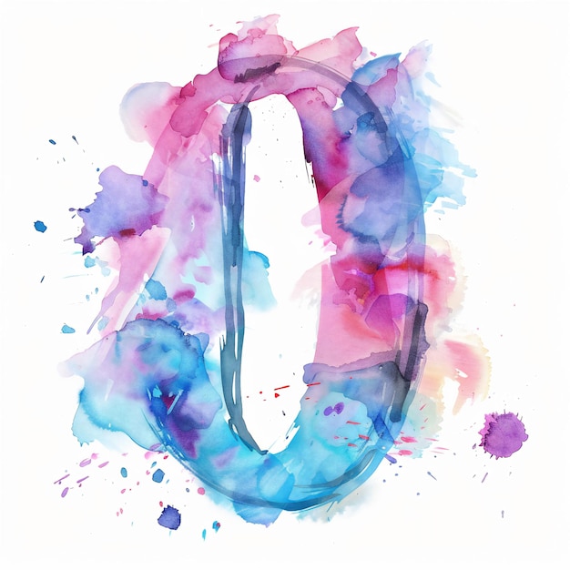 Foto acquarello colorato numero di carattere disegno a mano lettera dell'alfabeto abc