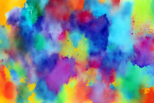 A colorful watercolor background with a blue and red paint splatter.