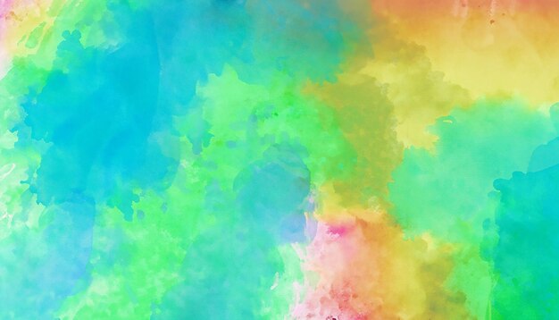 Colorful watercolor background with rainbow cloudy texture and grunge paint stains pattern in bright