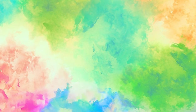 Colorful watercolor background with rainbow cloudy texture and grunge paint stains pattern in bright