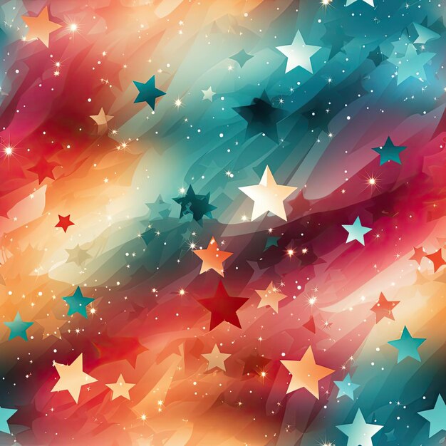 Colorful watercolor background with stars tiled