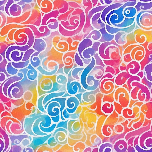 Photo a colorful watercolor background with swirls and swirls generative ai