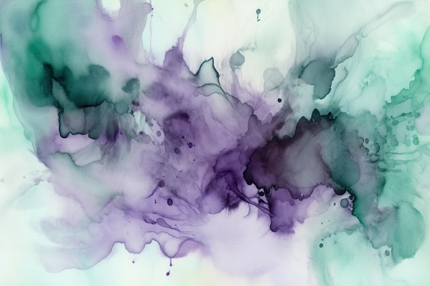 A colorful watercolor background with a white background and a purple and green paint splashing.