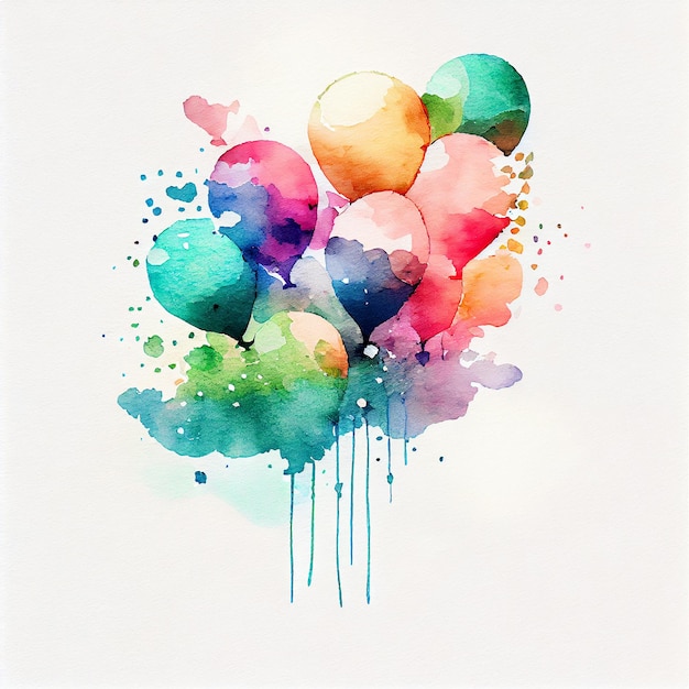 Colorful Watercolor Birthday Balloon Background Illustrated Generative AI