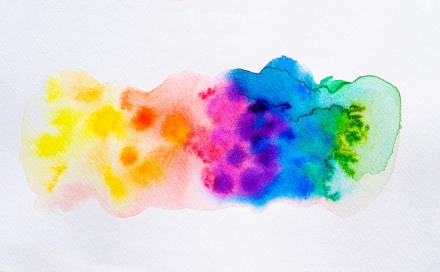 다채로운 수채화 브러시 배경입니다. 배너, 템플릿, 장식 요소에 대한 페인트 얼룩이 있는 추상 수채화 얼룩. 확대.