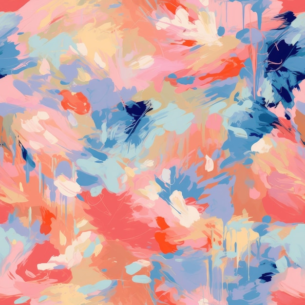 Colorful Watercolor Brushstroke Painting Monet Style Seamless Pattern Background