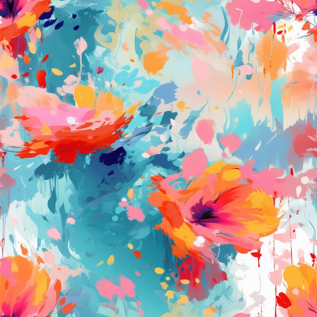 Colorful Watercolor Brushstroke Painting Monet Style Seamless Pattern Background