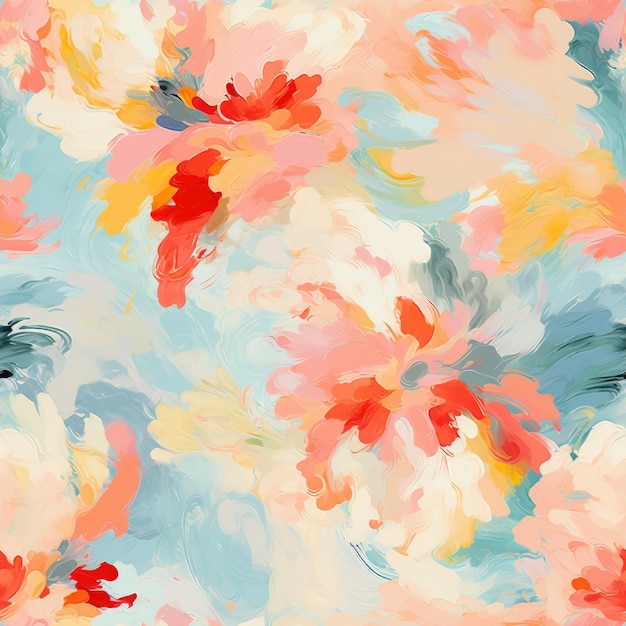 Colorful Watercolor Brushstroke Painting Monet Style Seamless Pattern Background