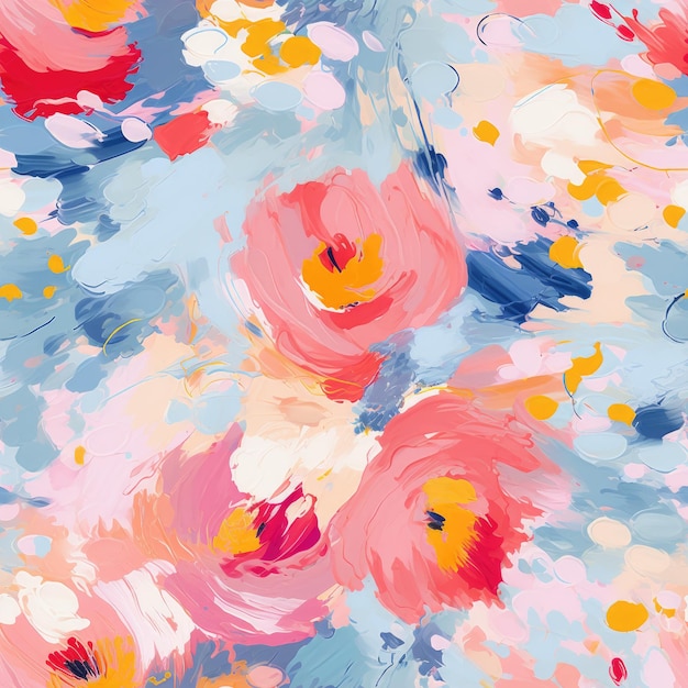 Colorful Watercolor Brushstroke Painting Monet Style Seamless Pattern Background