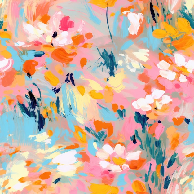 Colorful Watercolor Brushstroke Painting Monet Style Seamless Pattern Background