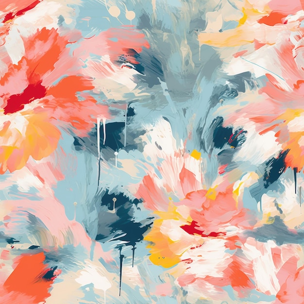 Colorful Watercolor Brushstroke Painting Monet Style Seamless Pattern Background