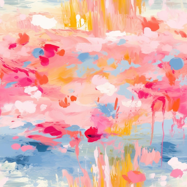 Colorful Watercolor Brushstroke Painting Monet Style Seamless Pattern Background