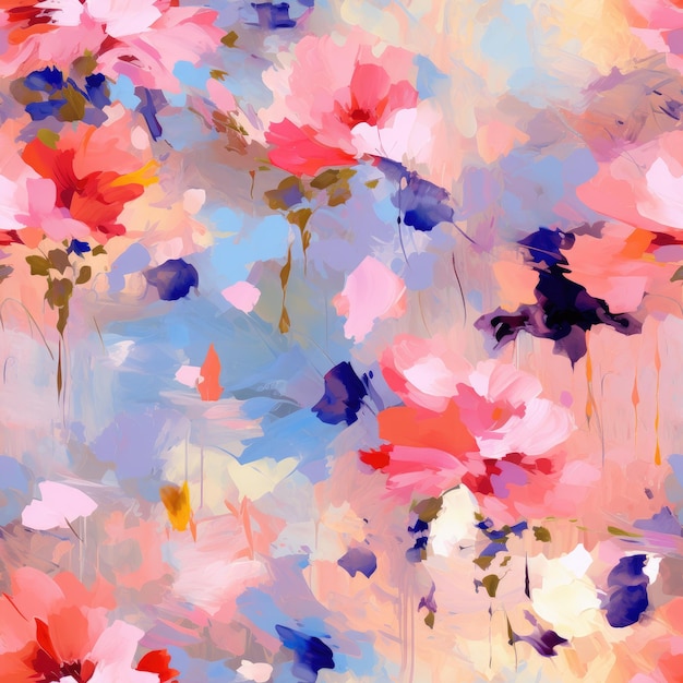 Photo colorful watercolor brushstroke painting monet style seamless pattern background